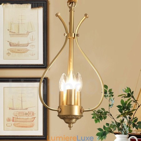 Lustre suspendu de luxe en laiton rustique rétro à 4 lumières Lustre suspendu de luxe en laiton rustique rétro à 4 lumières