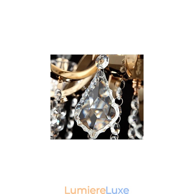 Lustre en cristal de fer forgé doré de haute qualité à 8 lumières