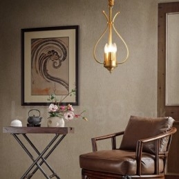 Lustre suspendu de luxe en laiton rustique rétro à 4 lumières