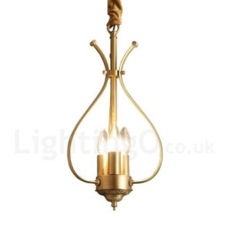 Lustre suspendu de luxe en laiton rustique rétro à 4 lumières