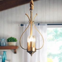 Lustre suspendu de luxe en laiton rustique rétro à 4 lumières
