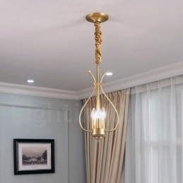 Lustre suspendu de luxe en laiton rustique rétro à 4 lumières