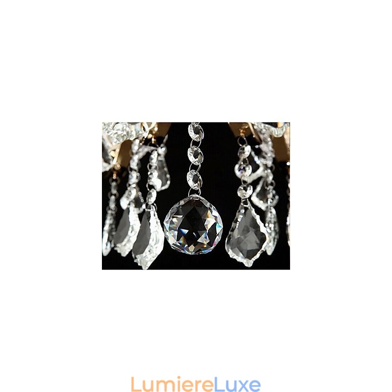 Lustre en cristal de fer forgé doré de haute qualité à 8 lumières