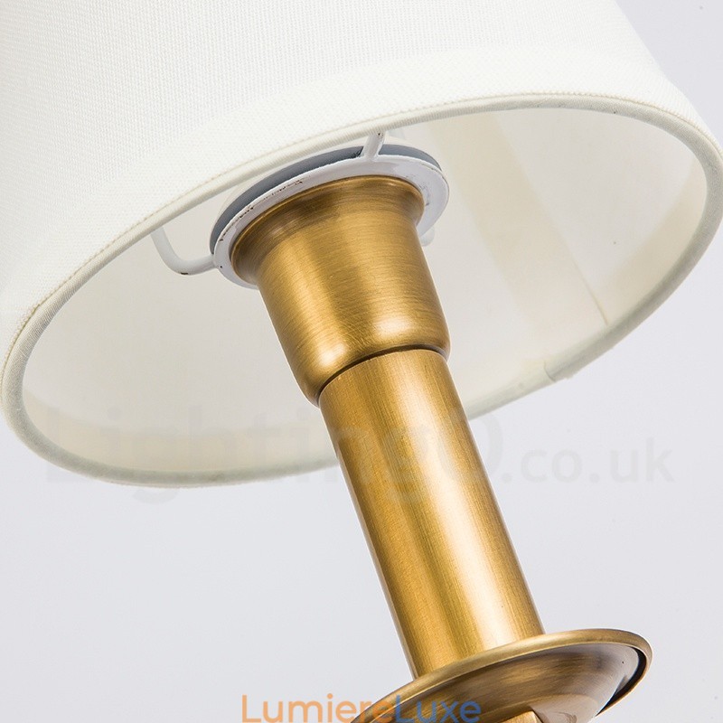 Lustre suspendu de luxe rustique rétro à 8 lumières en laiton avec abat-jour en tissu