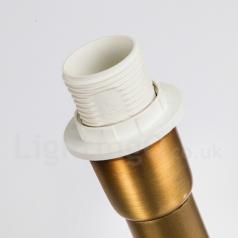 Lustre suspendu de luxe rustique rétro à 6 lumières en laiton avec abat-jour en tissu