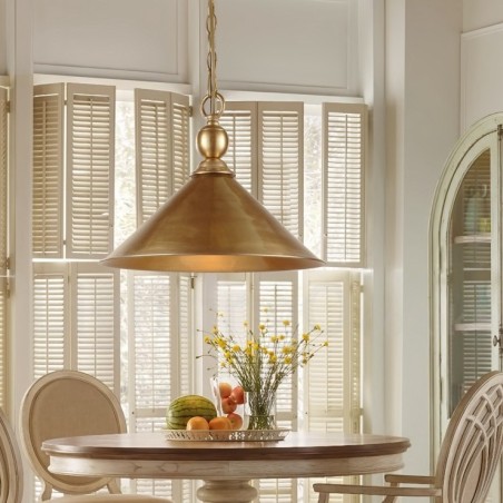 Lustre suspendu de luxe en laiton rustique rétro à 1 lumière avec abat-jour en laiton Lustre suspendu de luxe en laiton rustique rétro à 1 lumière avec abat-jour en laiton