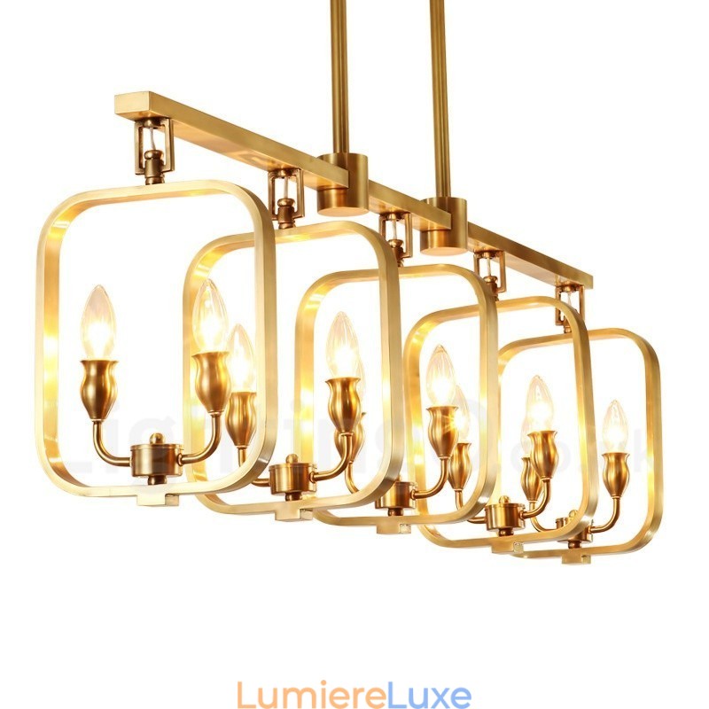 Lustre suspendu de luxe en laiton rustique rétro