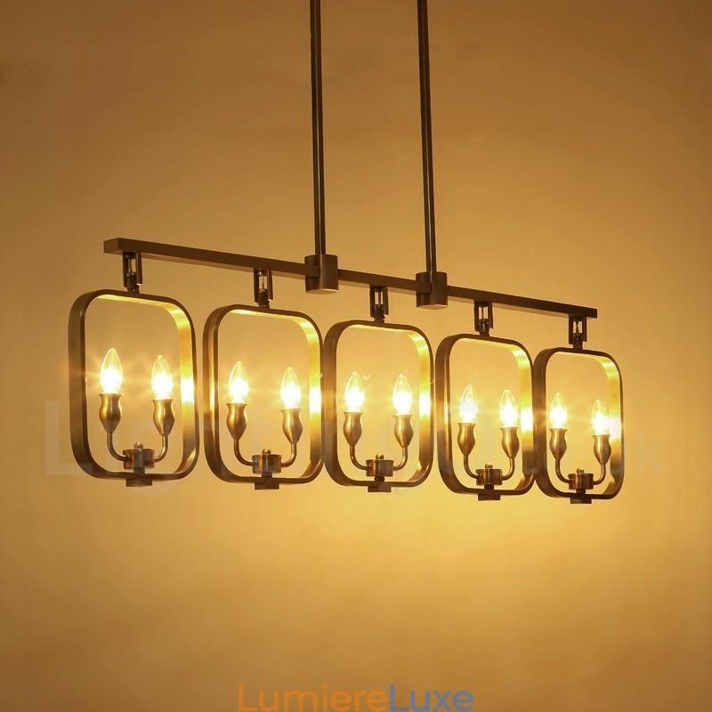 Lustre suspendu de luxe en laiton rustique rétro