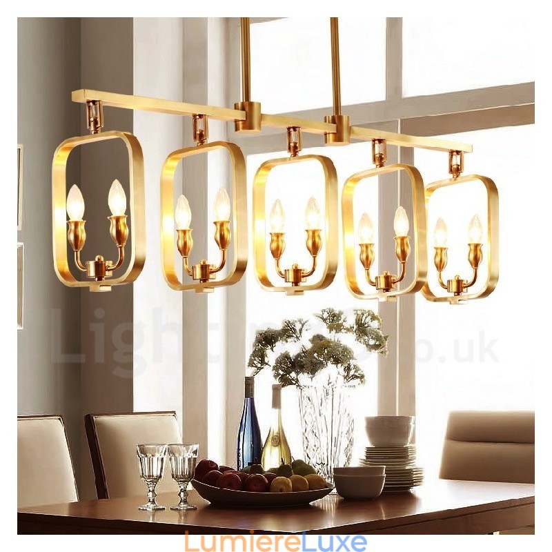 Lustre suspendu de luxe en laiton rustique rétro