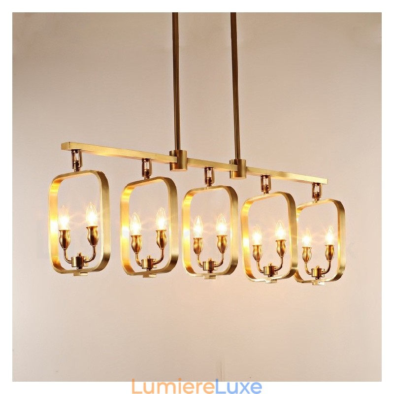 Lustre suspendu de luxe en laiton rustique rétro