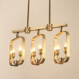 Lustre suspendu de luxe rustique rétro à 6 lumières en laiton
