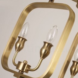 Lustre suspendu de luxe rustique rétro à 6 lumières en laiton