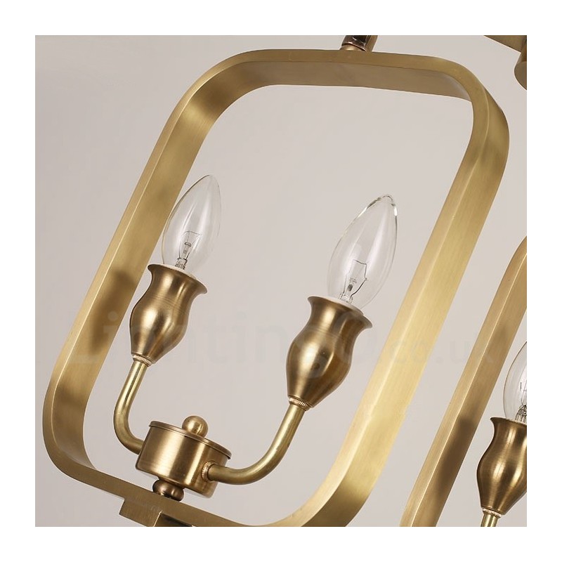 Lustre suspendu de luxe rustique rétro à 6 lumières en laiton