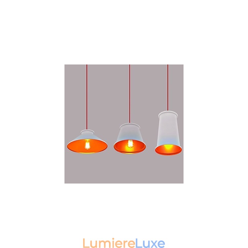 Lustre mini style moderne contemporain en métal à 3 lumières