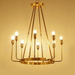 Lustre suspendu de luxe en laiton rustique rétro à 6 ou 8 lumières