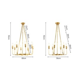 Lustre suspendu de luxe en laiton rustique rétro à 6 ou 8 lumières