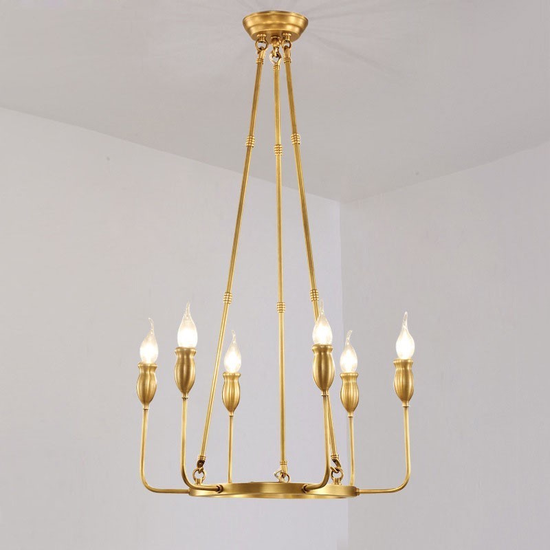 Lustre suspendu de luxe en laiton rustique rétro à 6 ou 8 lumières