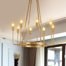 Lustre suspendu de luxe en laiton rustique rétro à 6 ou 8 lumières