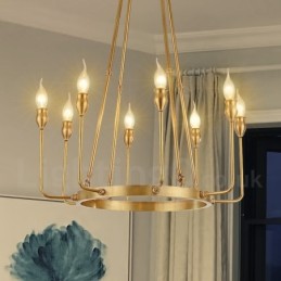Lustre suspendu de luxe en laiton rustique rétro à 6 ou 8 lumières