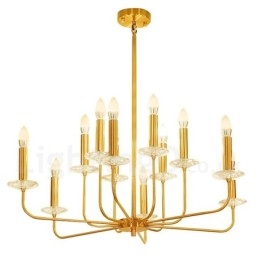 Lustre suspendu de luxe en laiton rustique rétro à 12 lumières