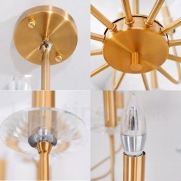 Lustre suspendu de luxe en laiton rustique rétro à 12 lumières