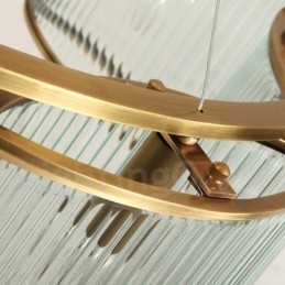 Lustre suspendu de luxe rustique rétro à 8 lumières en laiton avec abat-jour en verre