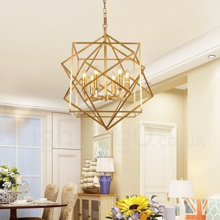 Lustre suspendu de luxe rustique rétro à 6 lumières en laiton Lustre suspendu de luxe rustique rétro à 6 lumières en laiton