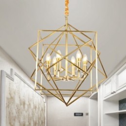 Lustre suspendu de luxe rustique rétro à 6 lumières en laiton