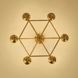 Lustre suspendu de luxe rustique rétro à 6 lumières en laiton avec abat-jour en verre