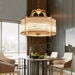 Lustre suspendu de luxe rustique rétro à 5 lumières en laiton avec abat-jour en verre