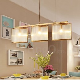 Lustre suspendu de luxe rustique rétro à 3 lumières en laiton avec abat-jour en verre