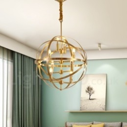 Lustre suspendu de luxe en laiton rustique rétro à 8 lumières