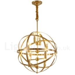 Lustre suspendu de luxe en laiton rustique rétro à 8 lumières