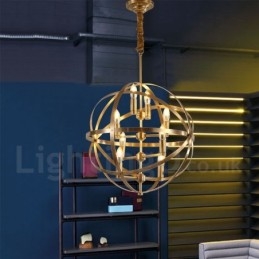 Lustre suspendu de luxe en laiton rustique rétro à 8 lumières