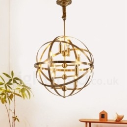 Lustre suspendu de luxe en laiton rustique rétro à 8 lumières
