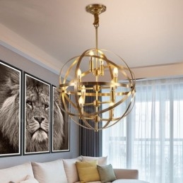 Lustre suspendu de luxe en laiton rustique rétro à 8 lumières