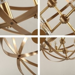 Lustre suspendu de luxe en laiton rustique rétro à 8 lumières