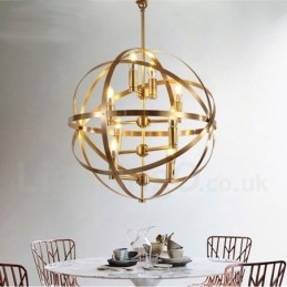 Lustre suspendu de luxe en laiton rustique rétro à 8 lumières
