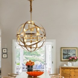 Lustre suspendu de luxe en laiton rustique rétro à 8 lumières