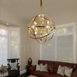 Lustre suspendu de luxe en laiton rustique rétro à 8 lumières