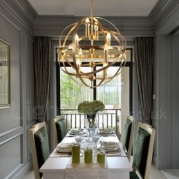 Lustre suspendu de luxe en laiton rustique rétro à 8 lumières