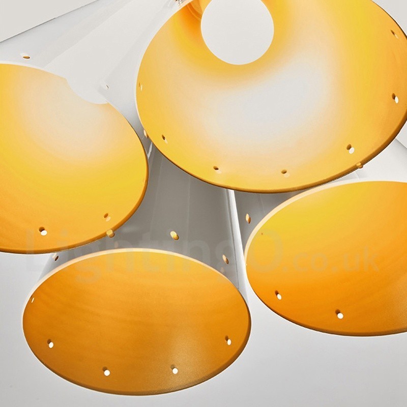Lustre suspendu de luxe rustique rétro à 4 lumières en alliage d'aluminium avec abat-jour en alliage d'aluminium
