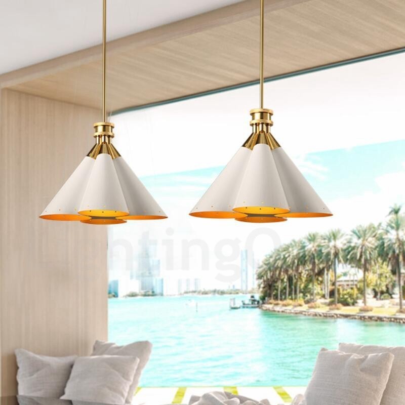 Lustre suspendu de luxe rustique rétro à 4 lumières en alliage d'aluminium avec abat-jour en alliage d'aluminium