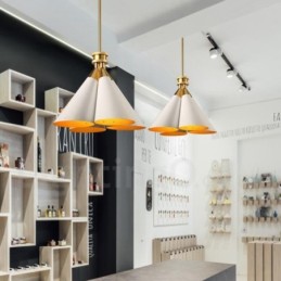 Lustre suspendu de luxe rustique rétro à 4 lumières en alliage d'aluminium avec abat-jour en alliage d'aluminium
