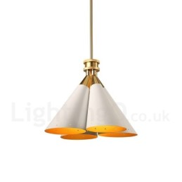 Lustre suspendu de luxe rustique rétro à 4 lumières en alliage d'aluminium avec abat-jour en alliage d'aluminium