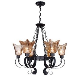 Lustre 6 lumières en verre traditionnel classique vintage
