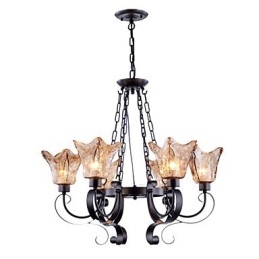 Lustre 6 lumières en verre traditionnel classique vintage