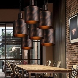 Lustre rustique en métal à tambour