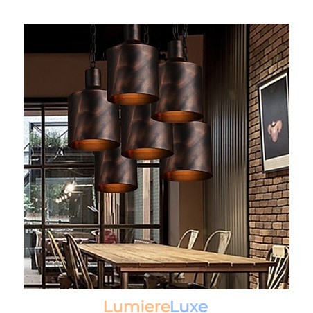 Lustre rustique en métal à tambour Lustre rustique en métal à tambour