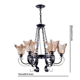 Lustre 6 lumières en verre traditionnel classique vintage